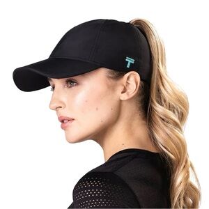 Sleek Black Top Knot Hat Size M/L